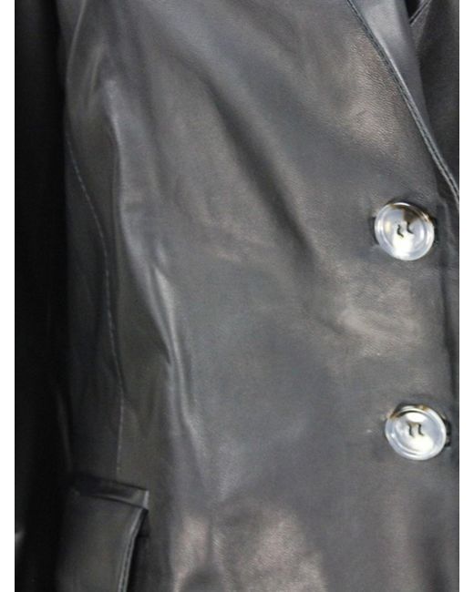 Barba Napoli Black Leather Blazer