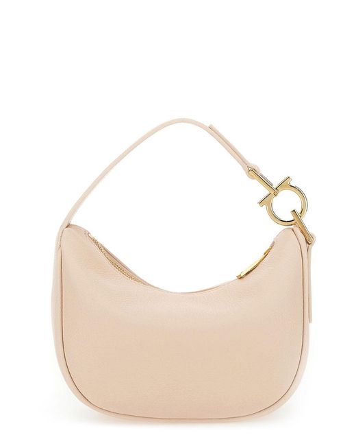 Ferragamo White North-South Mini Hobo Bag