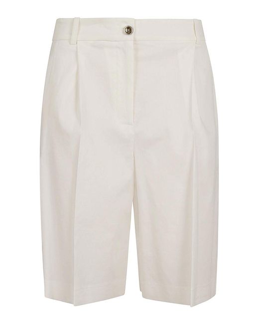 Pinko White Bryana Stretch Linen Bermuda Shorts