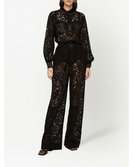 Dolce & Gabbana Black Lace Silk Blend Jumpsuit