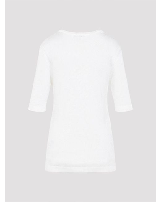Jil Sander White Flower Crochet T-Shirt