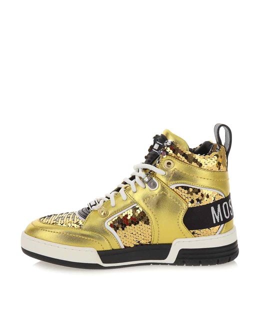 Moschino Metallic Sequin High Sneakers