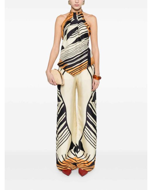Raquel Diniz White Abstract-Pattern Trousers