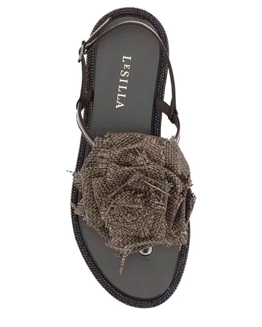 Le Silla Brown Rose Glossy Sandal