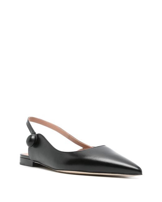 Malone Souliers Black Palmer 10 Flat Sling Back