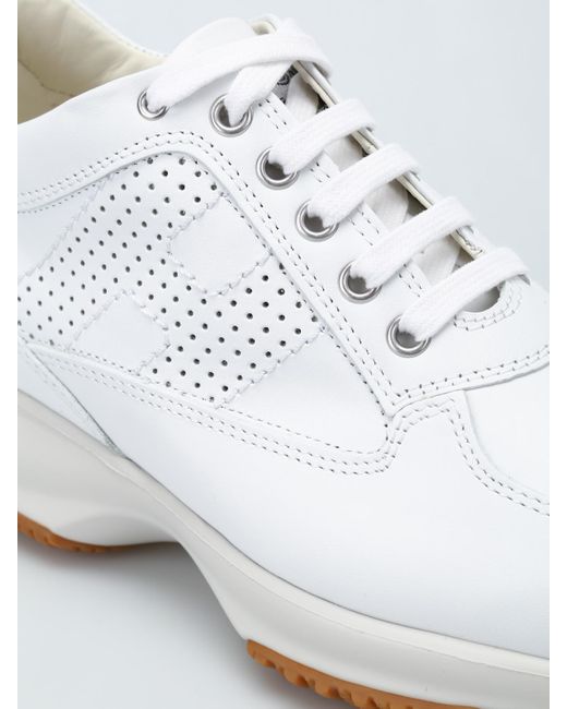 Hogan White Interactive Drilled H Sneakers