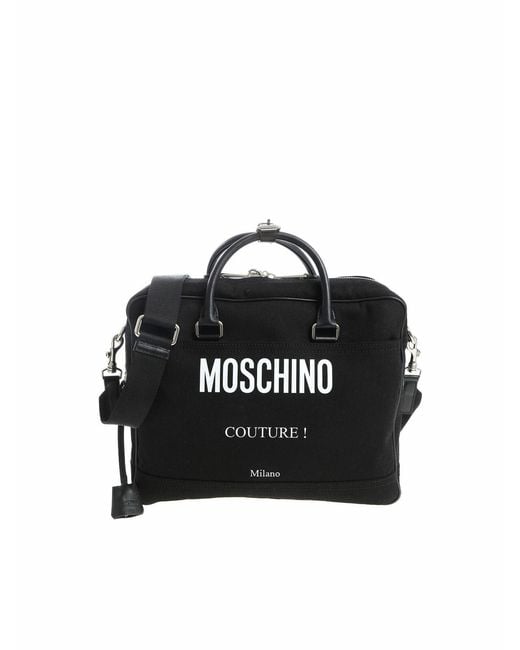 Moschino Black Fabric Handbag With Padlock for men