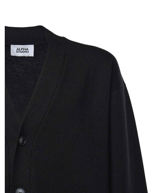 Alpha Studio Blue Wool Cardigan for men