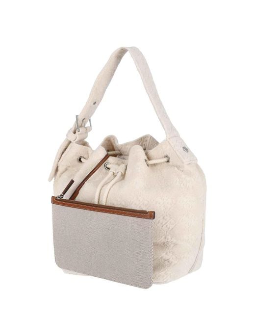 Tory Burch White T Monogram Bucket Bag