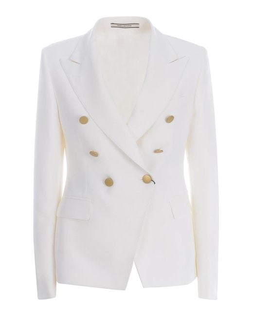 Tagliatore White Double-Breasted Blazer