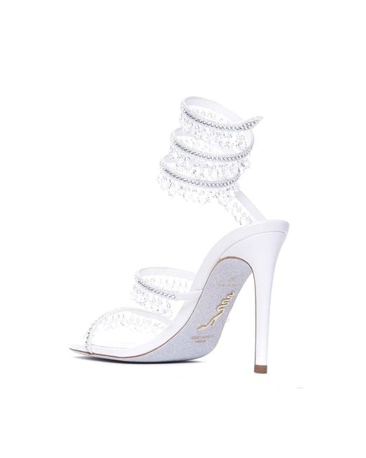 Rene Caovilla White Chandelier Sandals