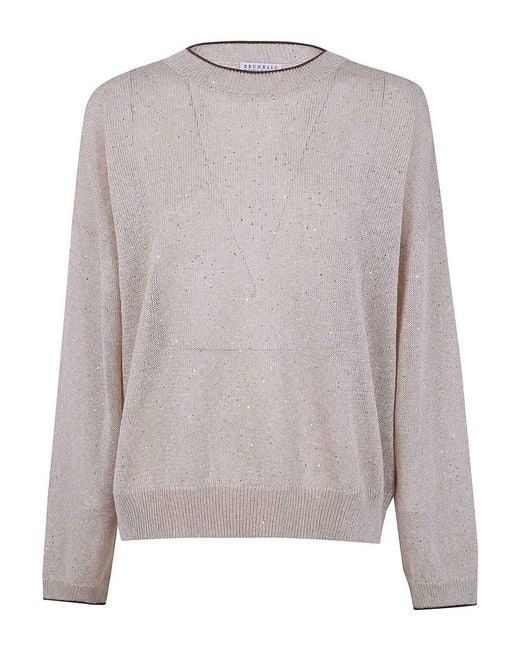 Brunello Cucinelli Gray Round Neck Sweater