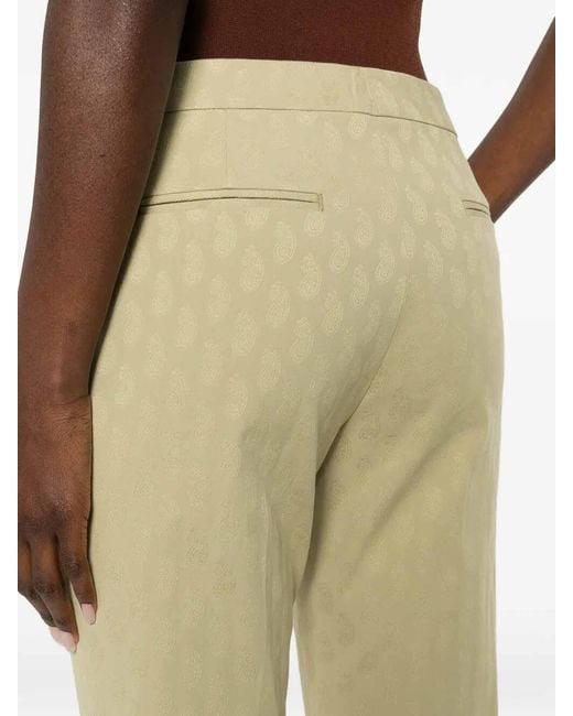 Etro Natural Cropped Cotton Jacquard Trousers