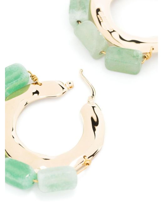 Jil Sander Green Embellished Hoop Earrings