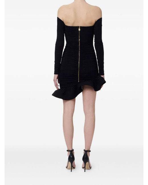Elisabetta Franchi Black Short Dress With Ruffles