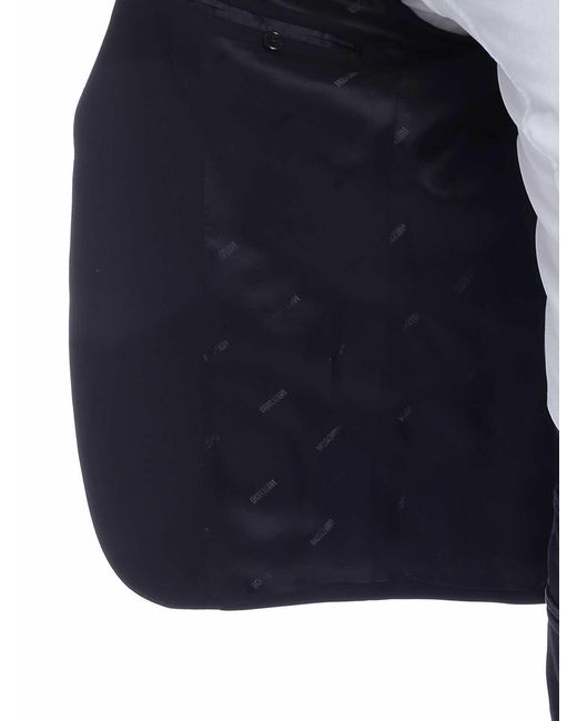Moschino Blue Jacket With Logo On The Lapels for men