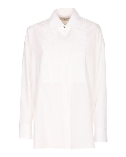 Golden Goose Deluxe Brand White Over Shirt With Frontal Buttons