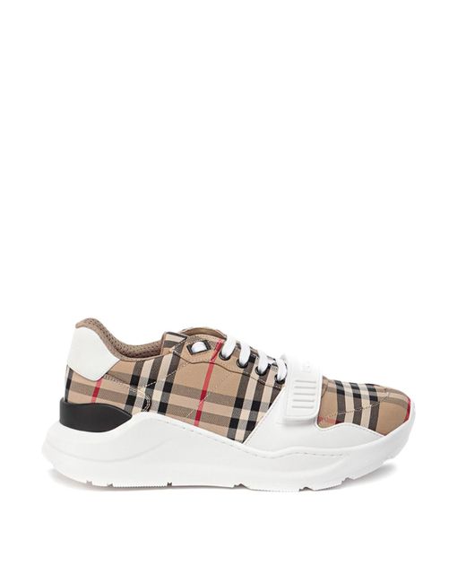 Burberry Natural Vintage Check Cotton Blend Sneakers for men