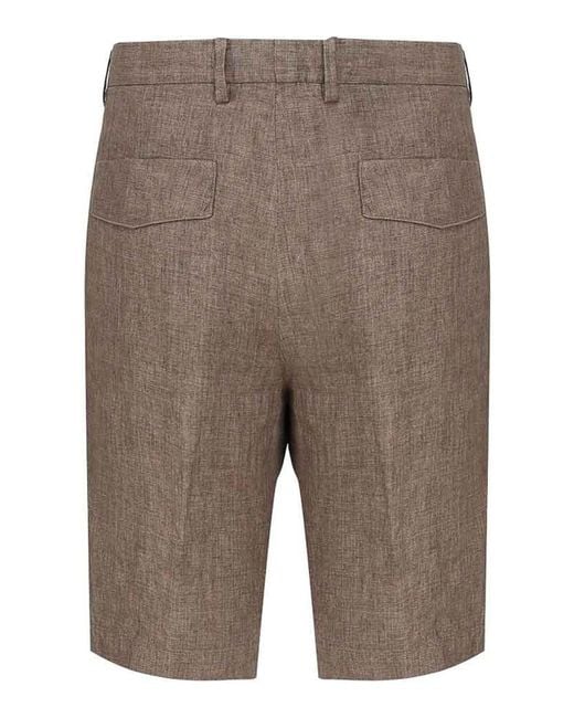 Zegna Gray Linen Shorts for men