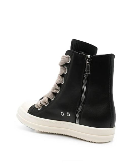 Rick Owens Black Jumbolace Leather Sneakers for men
