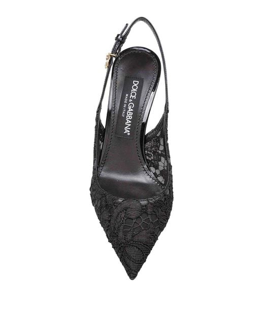 Dolce & Gabbana Black Taormina Lace Slingback