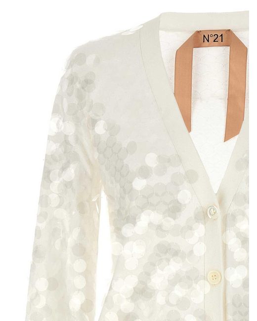 N°21 White Sequin Cardigan
