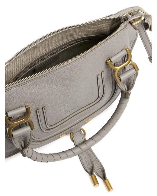 Chloé Gray Garnet Leather Handbag With Handle Detail