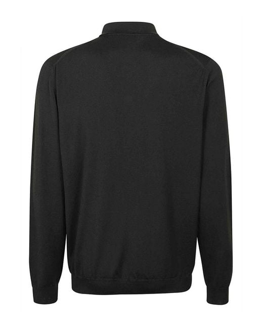 Polo Lunga di Zanone in Black da Uomo