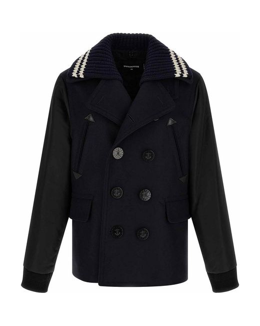 DSquared² Blue Hybrid Peacoat' Coat for men