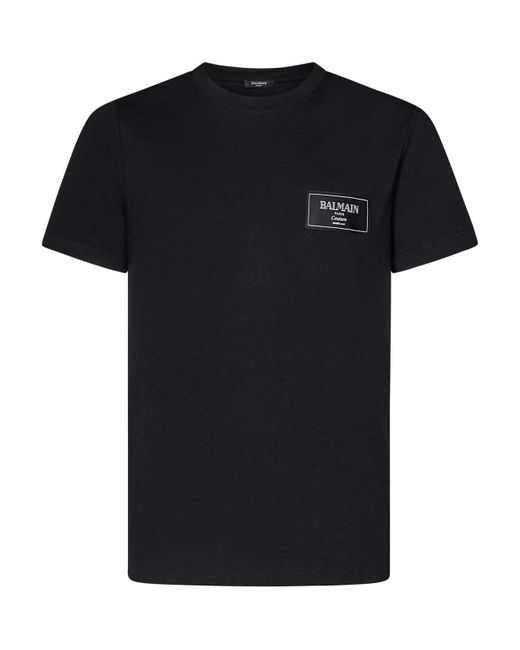 Balmain Black Cotton Jersey Crewneck T-Shirt for men