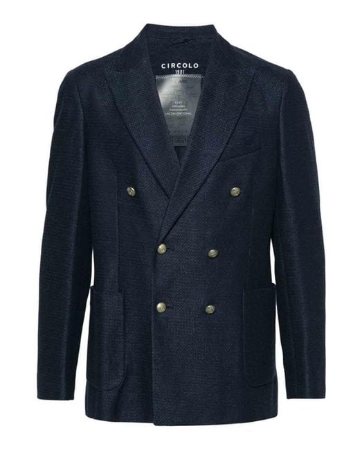 Circolo 1901 Blue Double-Breasted Jacket for men