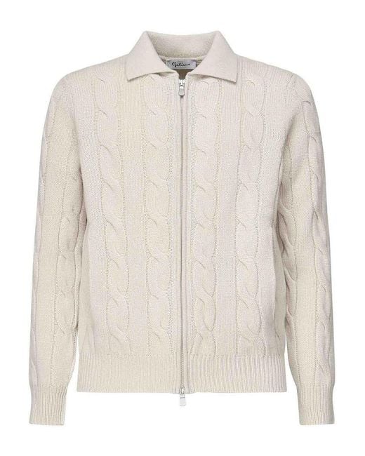 Giuliano Galiano White Ribbed Cardigan Jacket for men