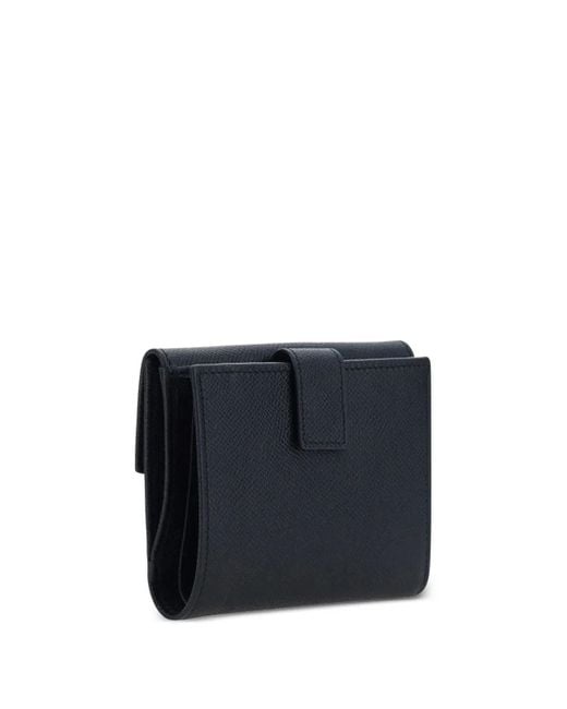 Ferragamo Blue Hammered Leather Gancini Compact Wallet