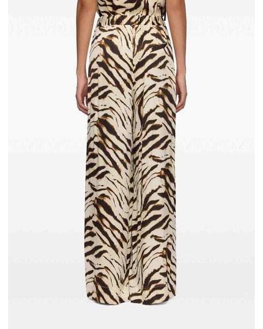 Ganni White Printed Stretch Satin Elasticated Pants