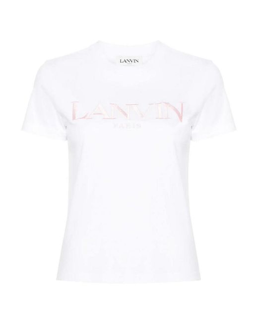 Lanvin White Short Tee Embroidered Logo