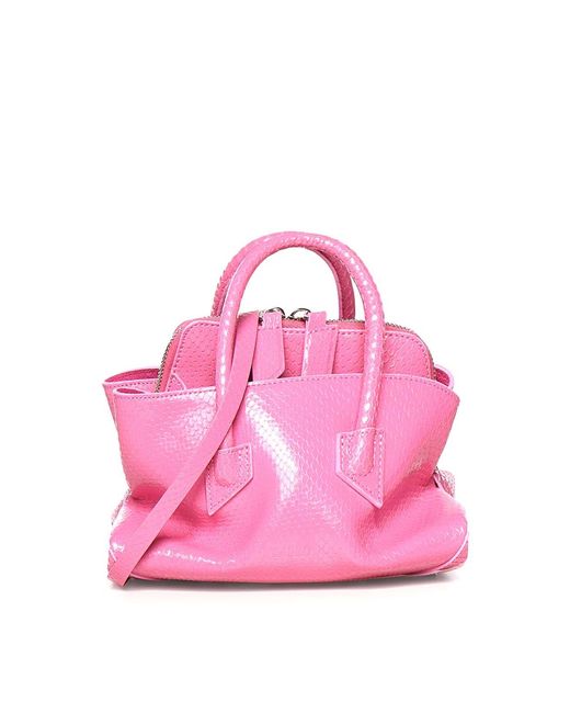 The Attico Pink La Passeggiata Mini Leather Top Handle Bag
