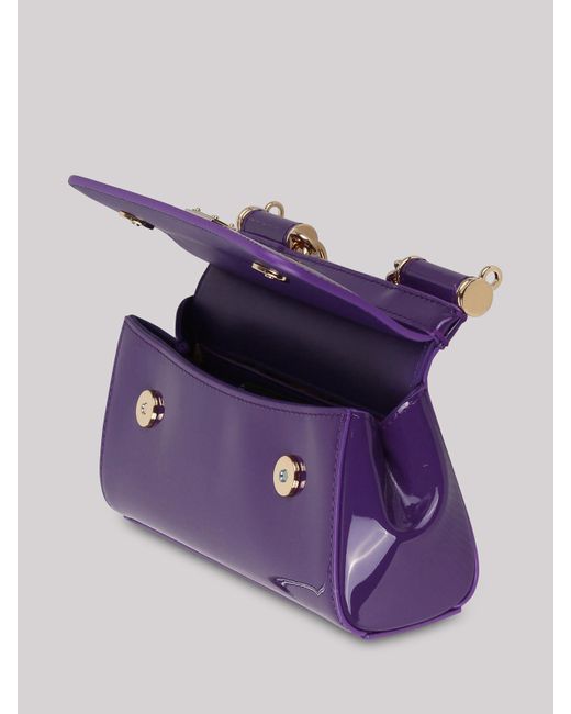 Dolce & Gabbana Purple Small Sicily Bag In Patent Leather