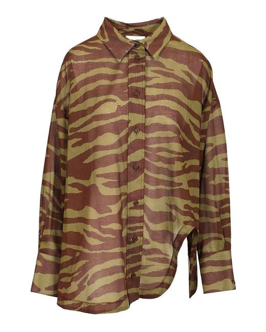 The Attico Zebra Print Shirt in Brown | Lyst The Attico Zebra Print Shirt in Brown | Lyst