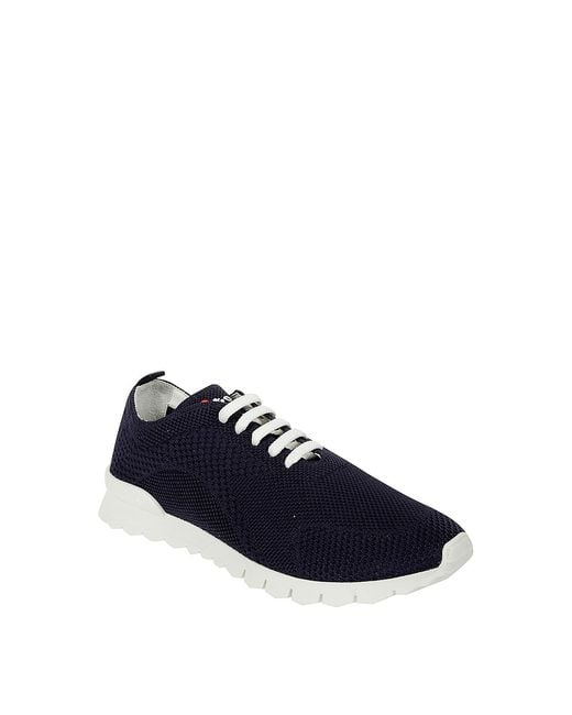 Kiton Blue Knitted Stretch Sneakers for men