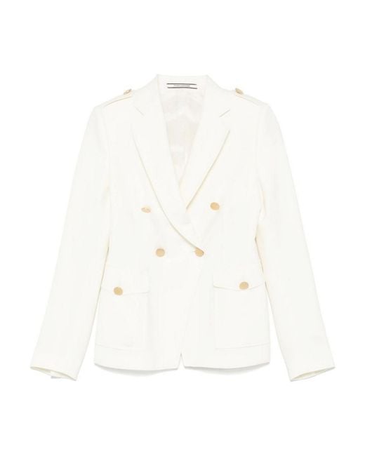 Tagliatore White Wool Double-Breasted Jacket