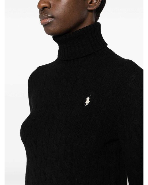 Polo Ralph Lauren Black Embroidered Logo Turtleneck Sweater