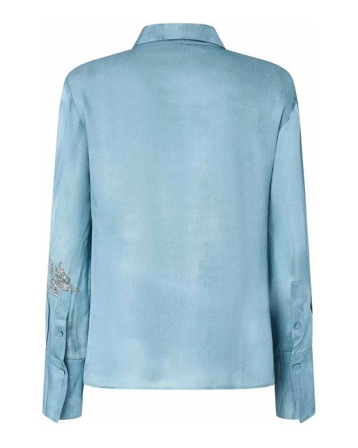 Pinko Blue Trompe L'Oeil-Print Shirt