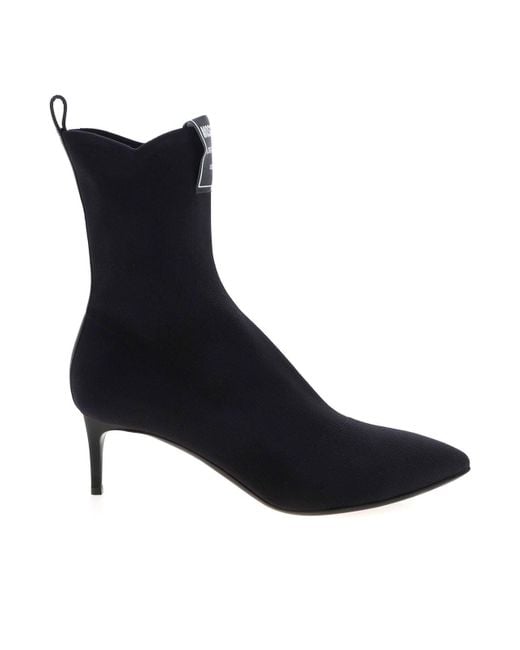 Moschino Black Logo Label Pointed Ankle Boots