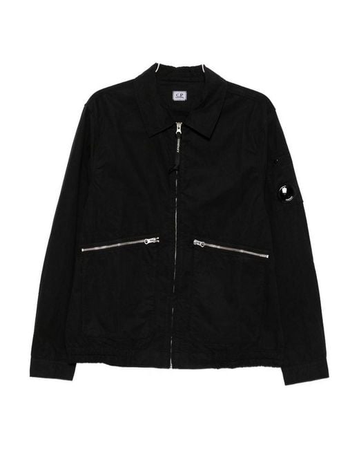 C P Company Black Cotton Micro-Reps Jacket for men