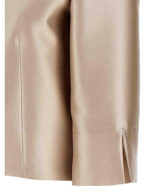 Alberta Ferretti Natural Mikado Bolero Jacket With Crew Neck