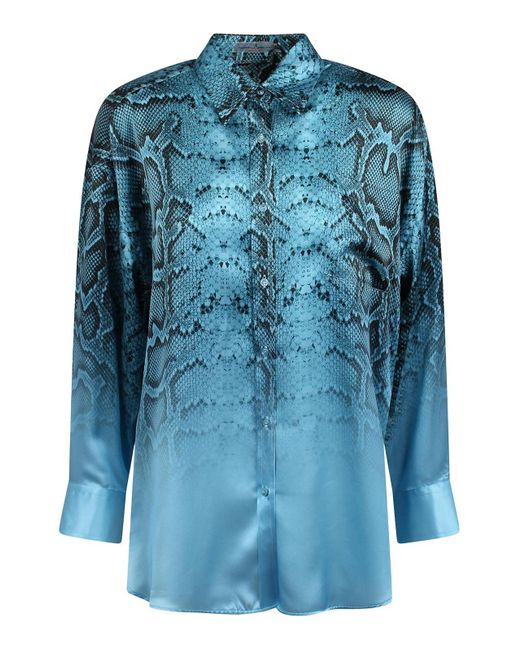 Ermanno Scervino Blue Silk Shirt