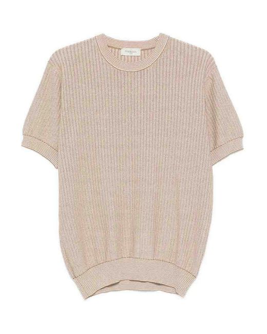 Piacenza 1733 Natural Short Sleeve Crew-Neck Sweater for men