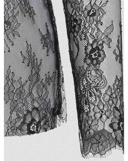 Alberta Ferretti Gray Lace Ls T-Shirt