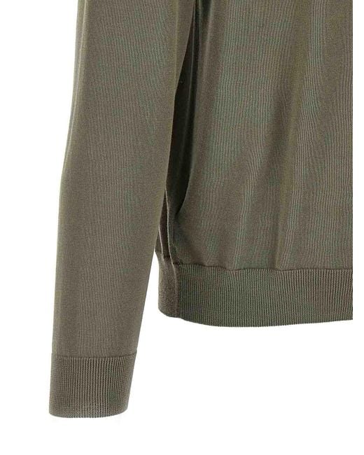 Zanone Green Cotton Sweater for men