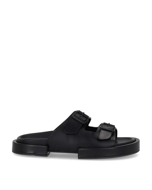 サンダル・ミュール Block Henri Sandals - Ann Demeulemeester - Black - Leather Ann Demeulemeester Henri Block Sandals in Black | Lyst